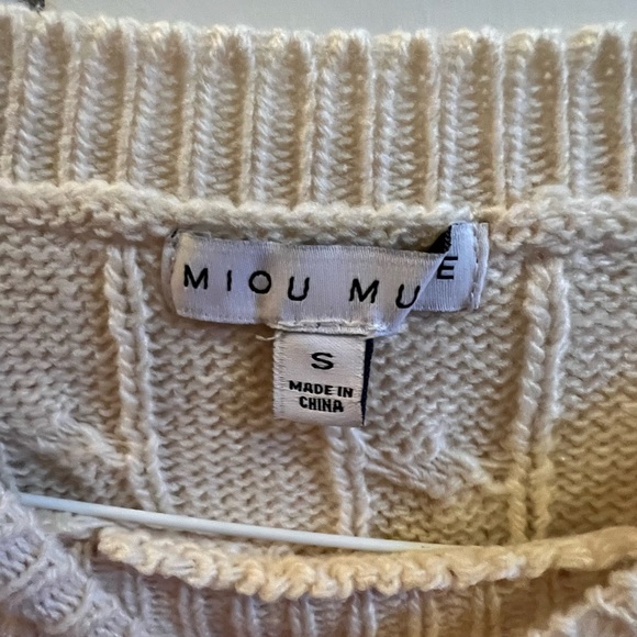 Miou Muse Cream Light Cable Knit Sweater - Picture 3 of 5